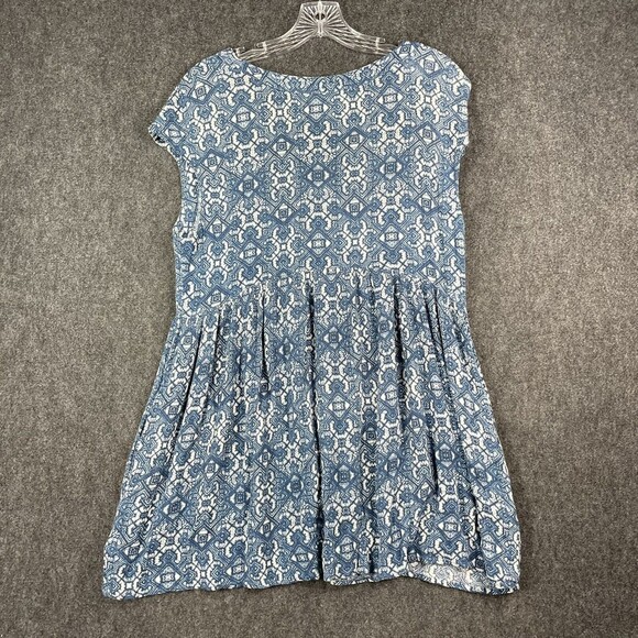 Anthropologie Vanessa Virginia Blue White V-Neck Tunic Top Shirt size Small EUC - Picture 4 of 9